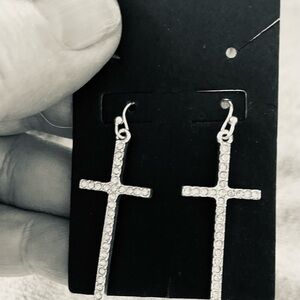 Dazzling Silver Cross Earrings